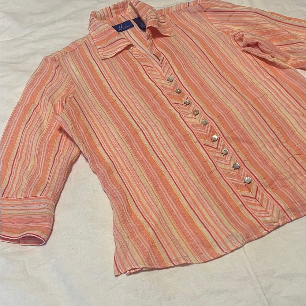 JH Collectibles Peach & Cream Striped Shirt